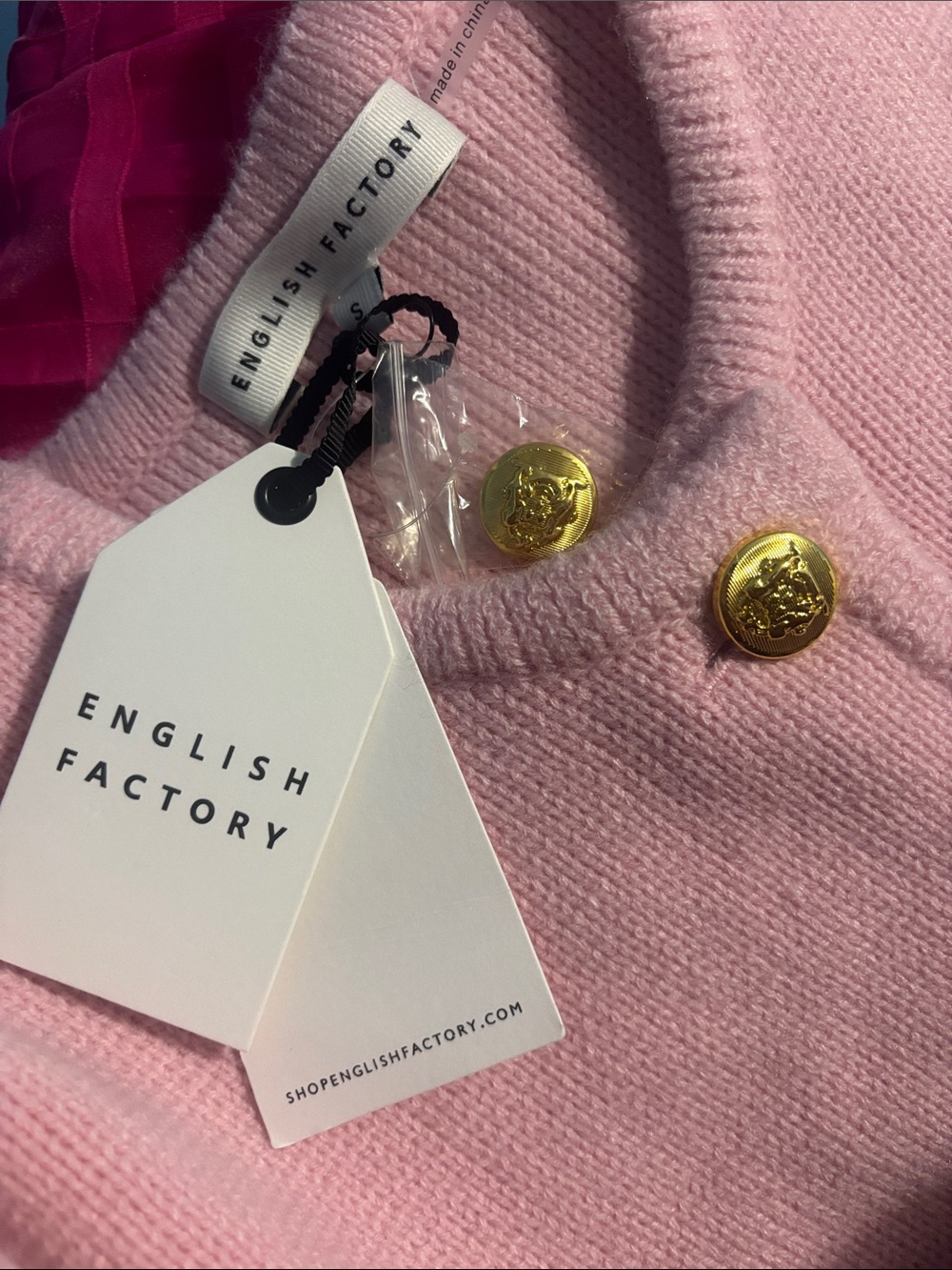 English Factory Pink Knit Button-Front Blazer - Picture 6 of 6